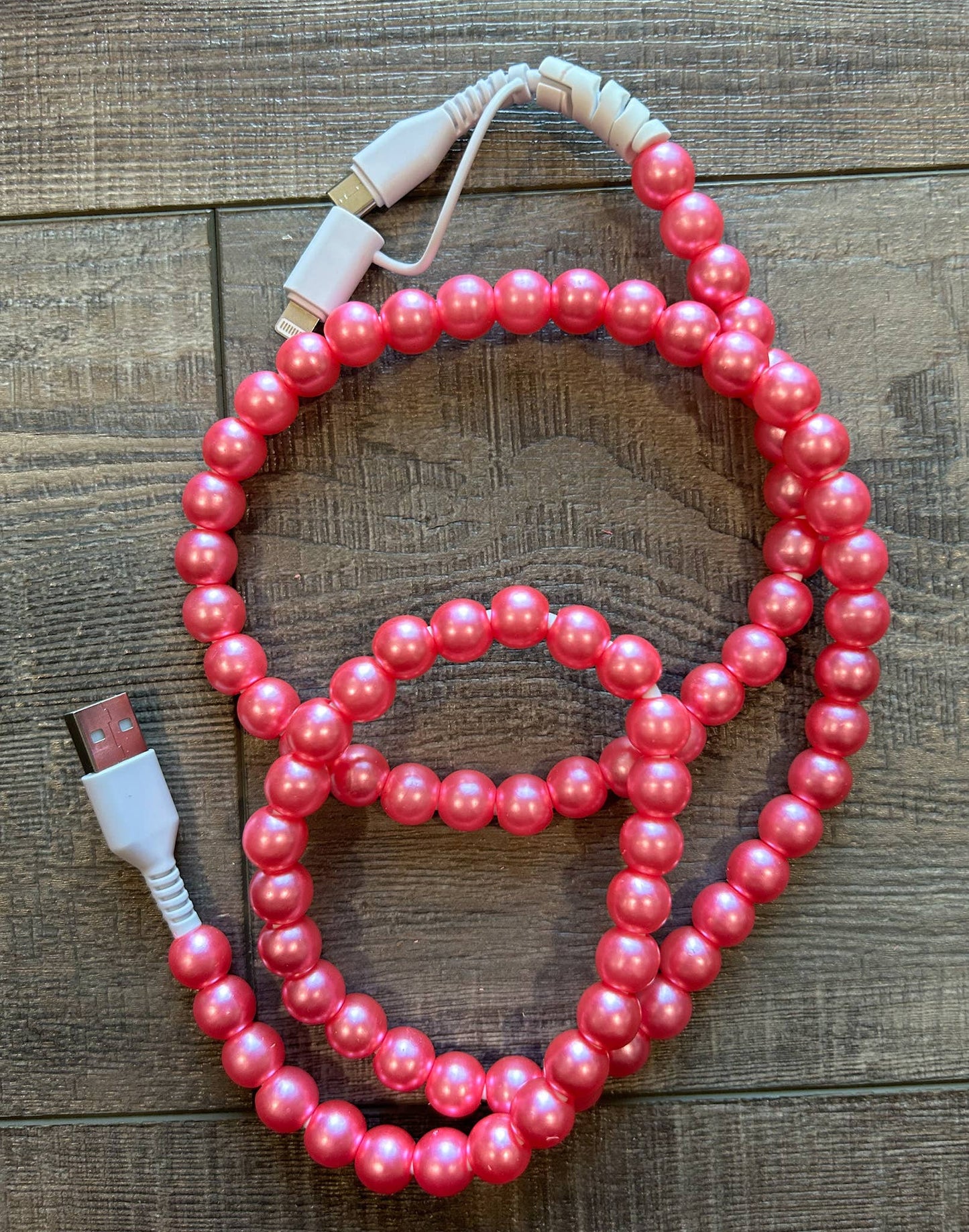 Duel End Beaded Phone Charger with Lightning & USB-C
