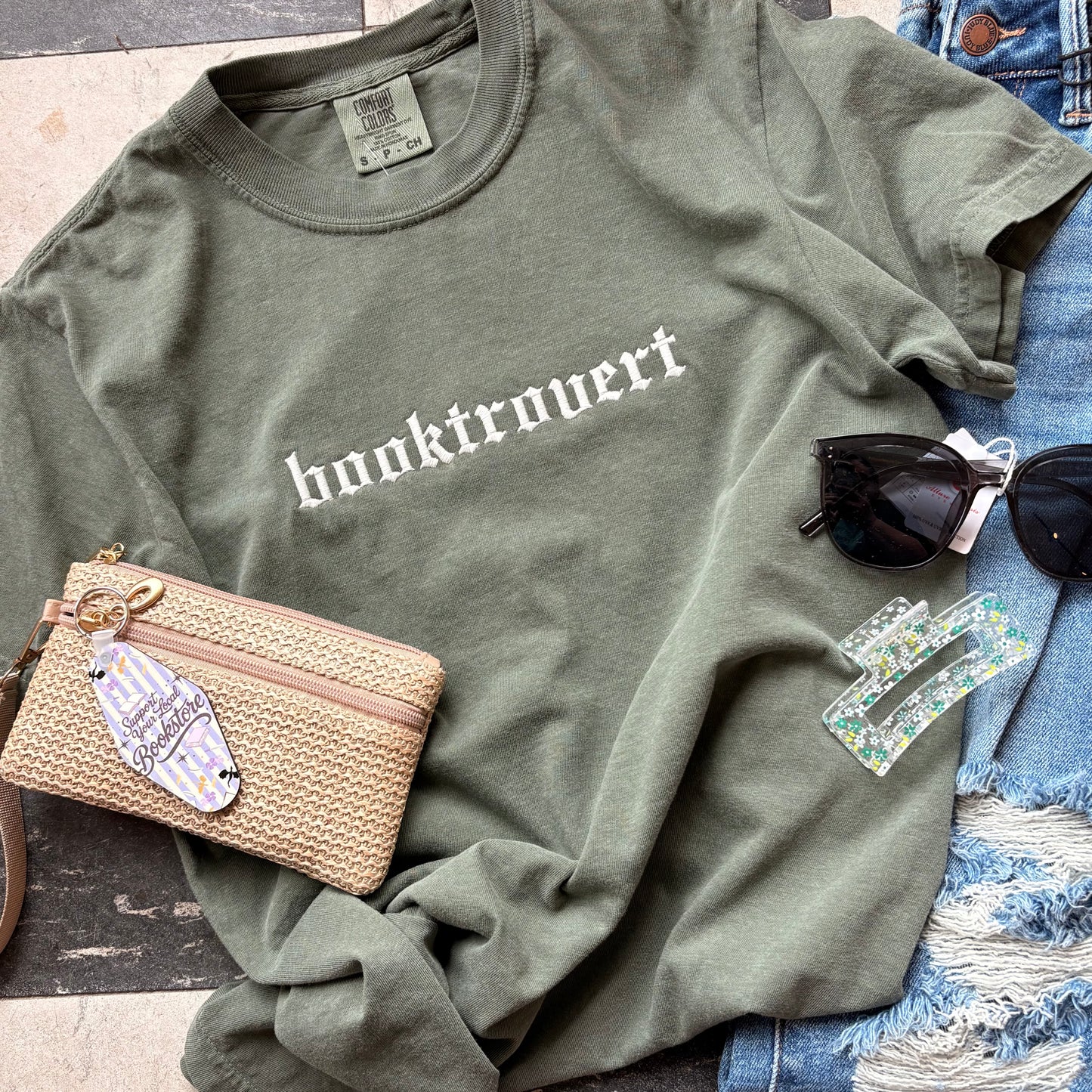 Booktrovert Embroidered Tee