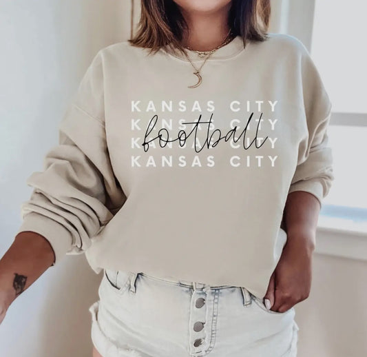 KC Football Sand Crewneck Sweatshirt