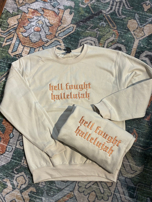 Hell Fought Embroidered Crewneck Sweatshirt