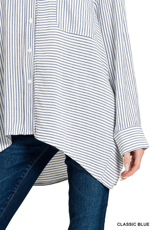 Woven Stripe Button Down