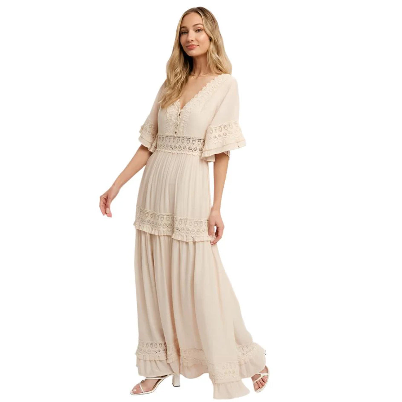Boho Cream Lace Maxi Dress