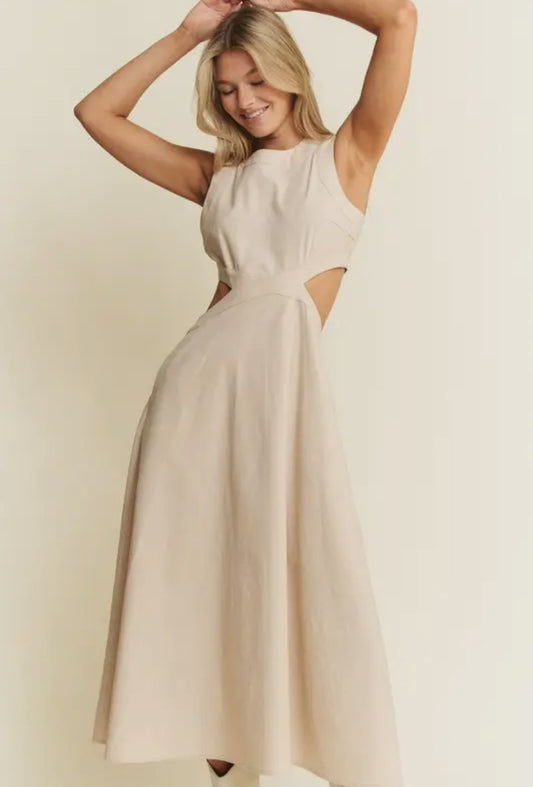 Linen Midi Cut Out Dress