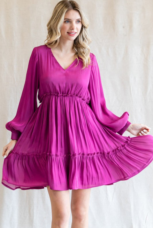 Chiffon Bishop Sleeve Dress