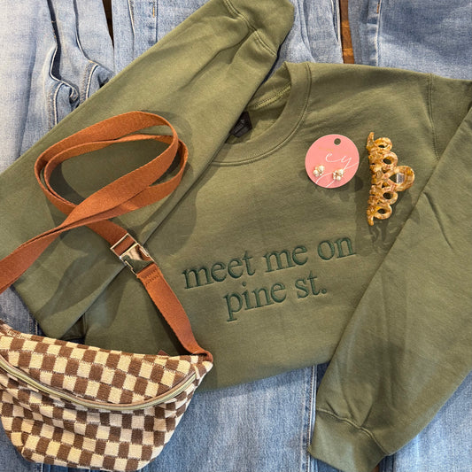 Meet Me on Pine St. Embroidered Sweatshirt