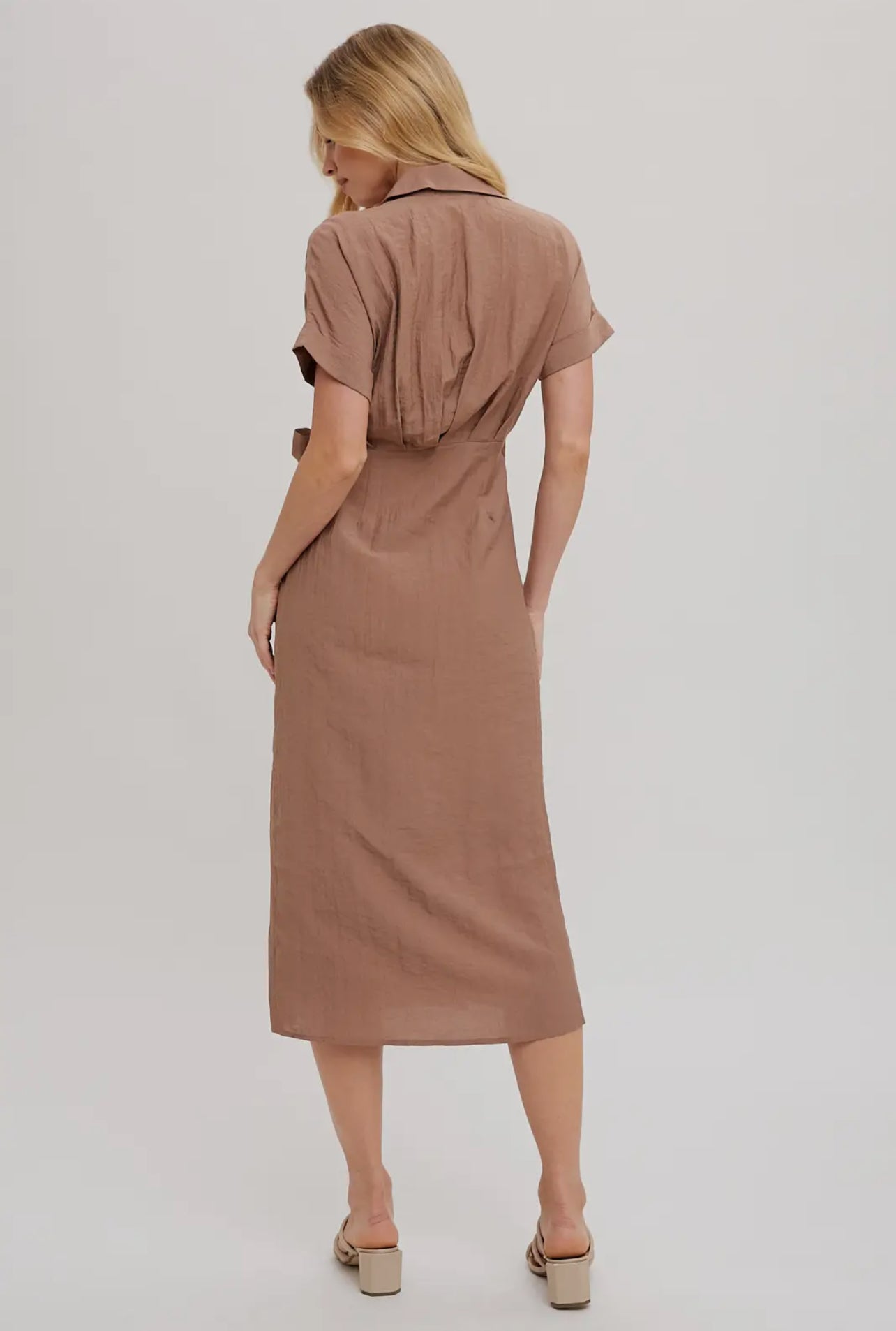 Collared Side Tie Wrap Dress