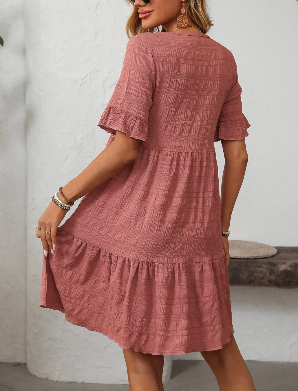 A-Line Tiered Flowy Mini Dress