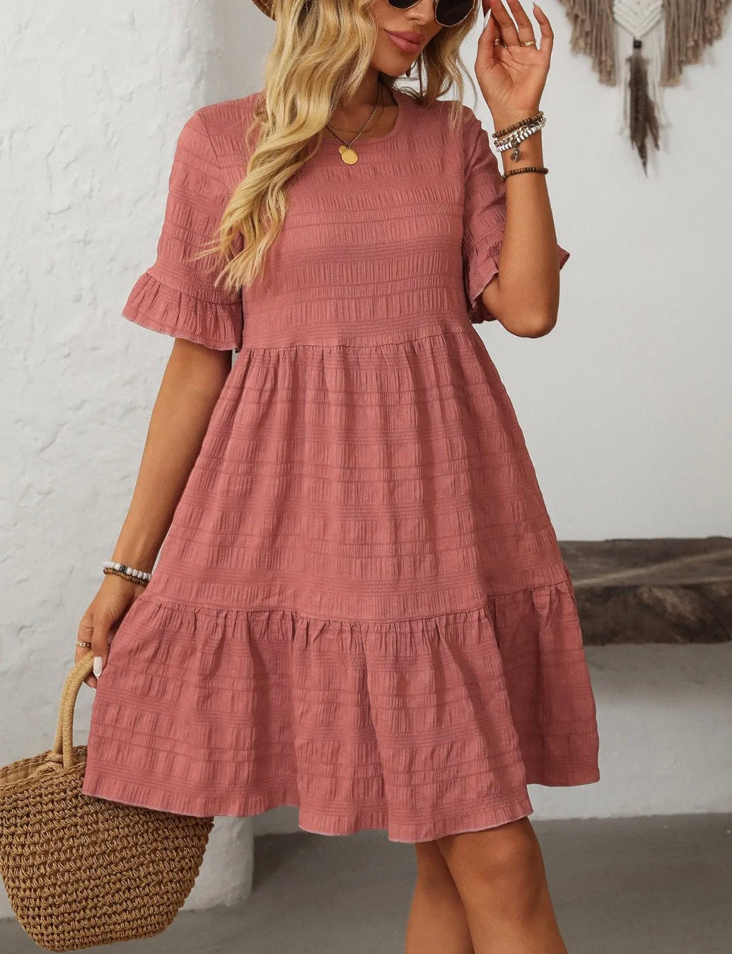 A-Line Tiered Flowy Mini Dress