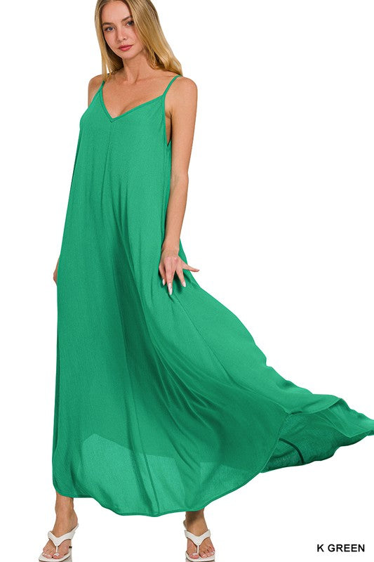 Woven Crinkle Cami Maxi Dress