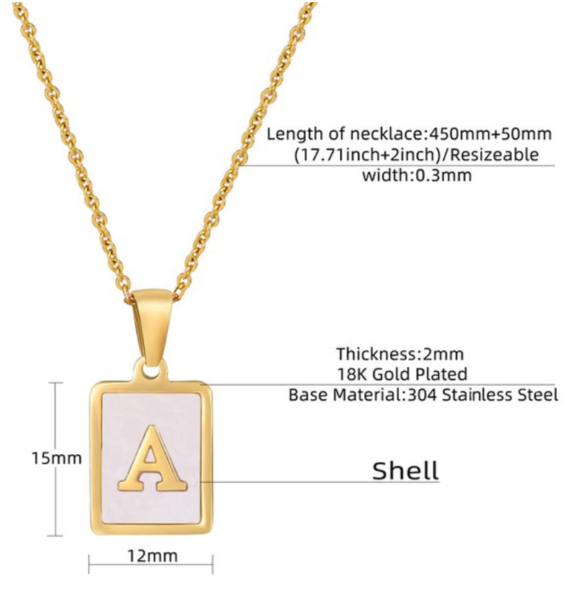 Gold & Opal Square Inital Necklace