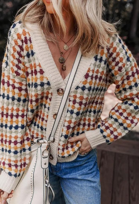 Dotty Knit Cardigan Sweater