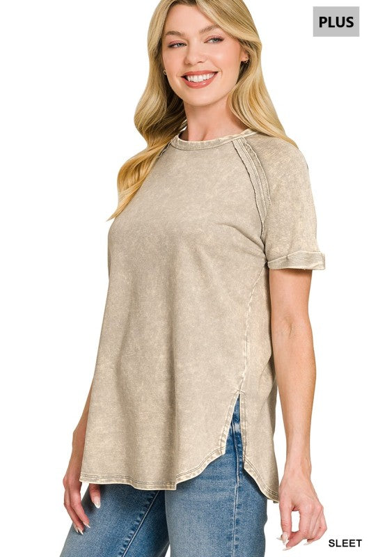 Plus French Terry Curved Hem Top