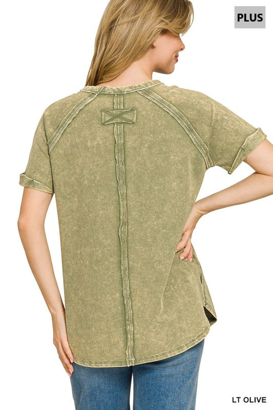 Plus French Terry Curved Hem Top