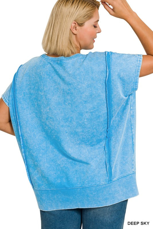 Plus French Terry Acid Wash Top