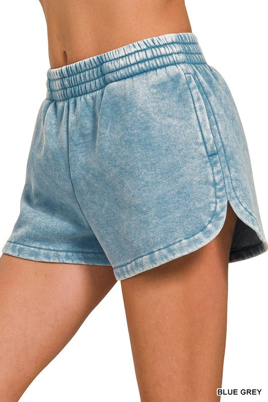 Acid Wash Elastic Dolphin Shorts