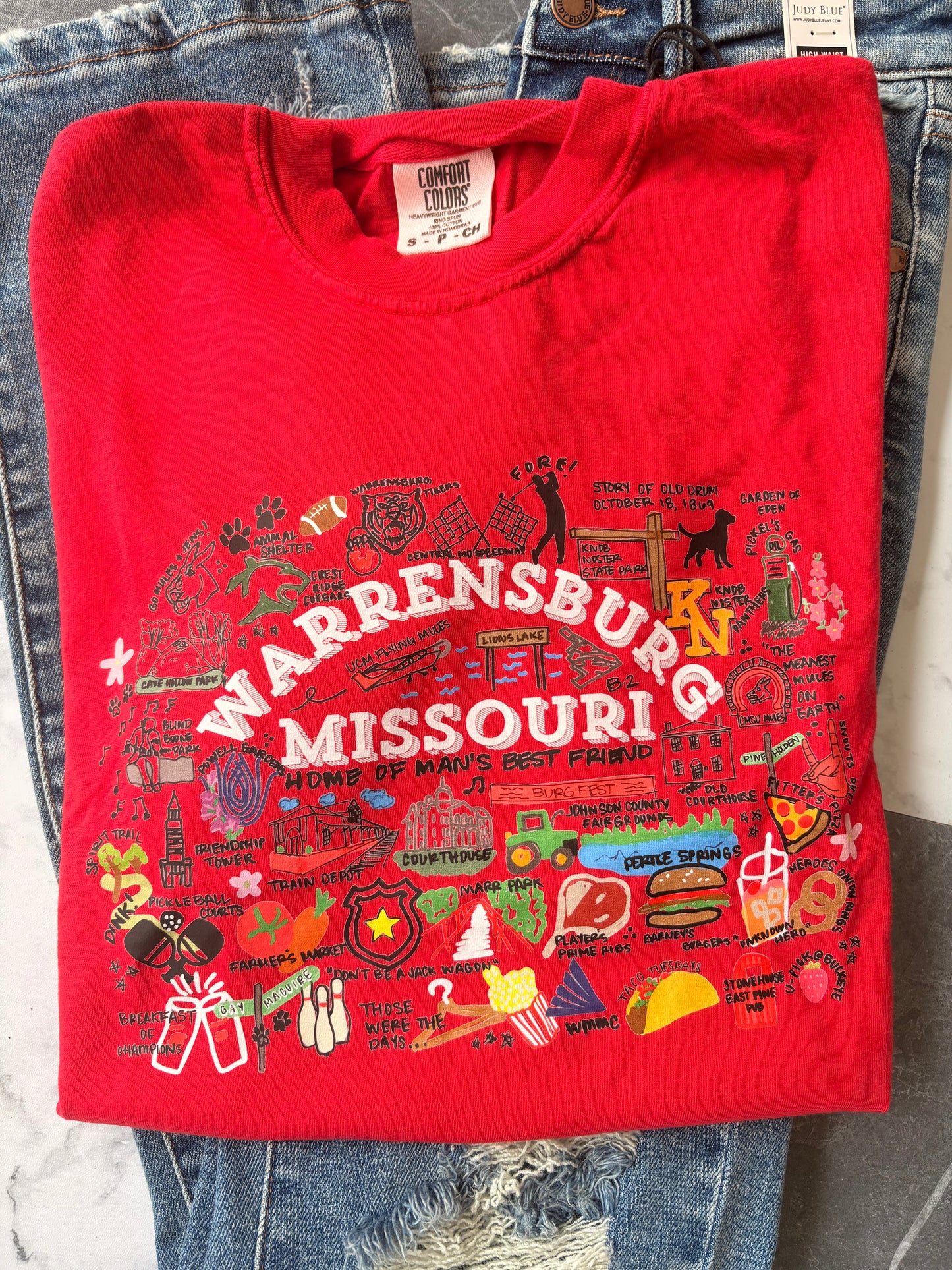 Hand Drawn Warrensburg Icons Map Graphic Tee