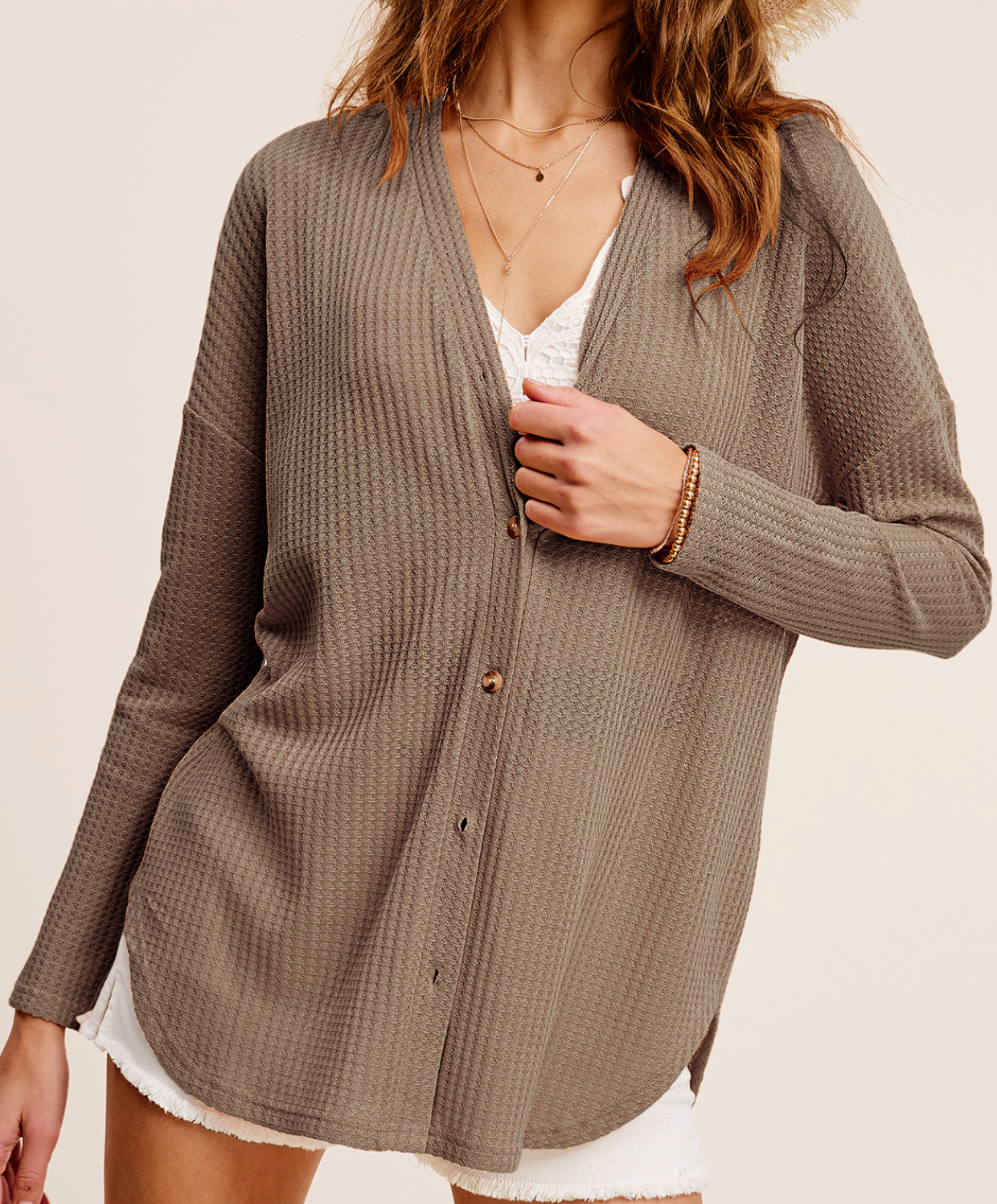 Soft Waffle Long Sleeve Cardigan