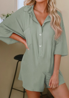 1/2 Button Down Loose Romper