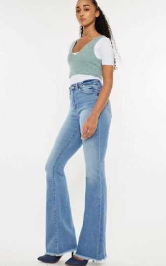 Kan Can 20034 High Rise Medium Wash Flare Jean