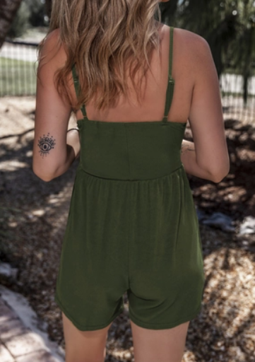 Spaghetti Strap Romper, Green