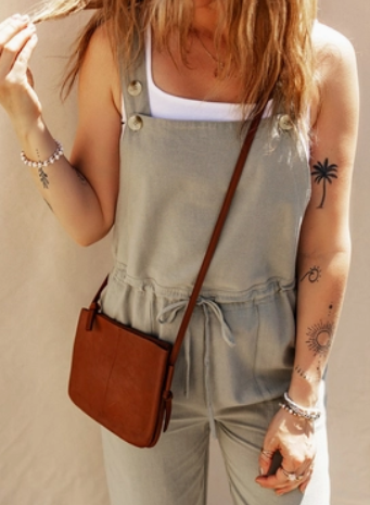 Drawstring Waist Button Overalls