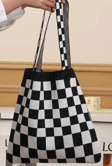 Black and White Checkered Tote Bag