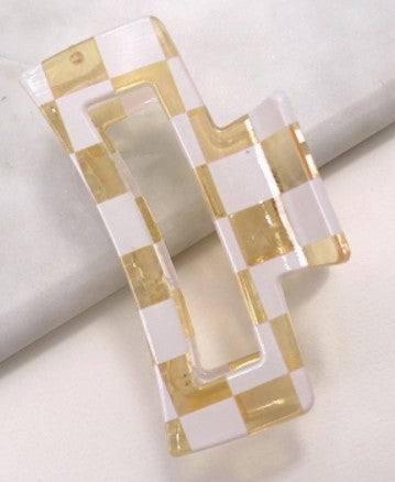 Checkered Translucent Hair Claw Clip