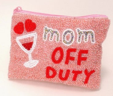 Mom Off Duty Beaded Coin Purse