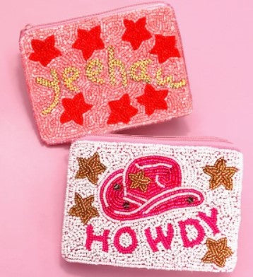 Western Cowgirl Beaded Coin Purse Pouch