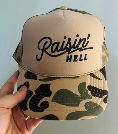 Camo Rasin Hell Trucker Hat