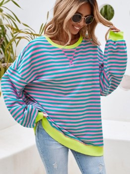 Contrast Stripe Oversized Pullover