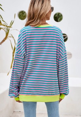 Contrast Stripe Oversized Pullover