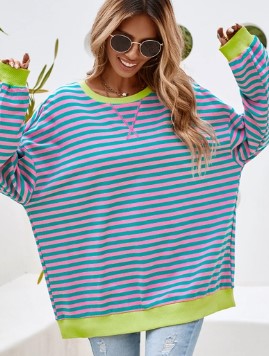 Contrast Stripe Oversized Pullover