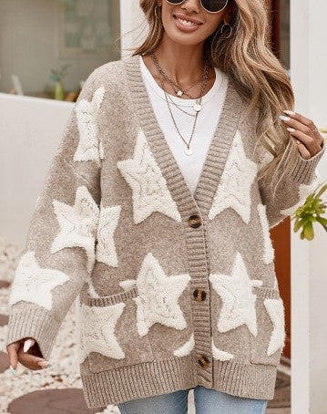 Oversized Star Cardigan Sweater