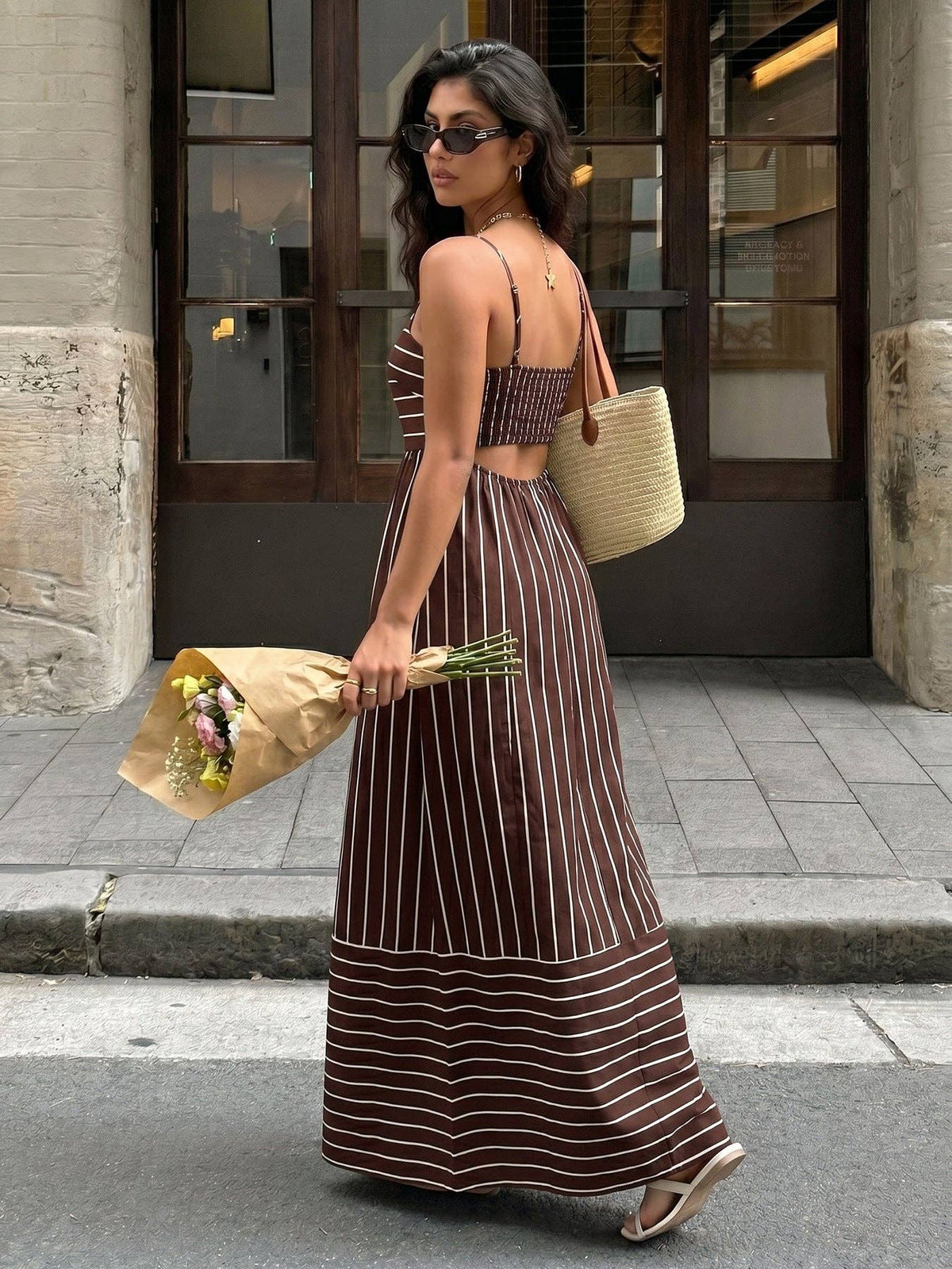 Striped Spaghetti Strap Maxi Dress