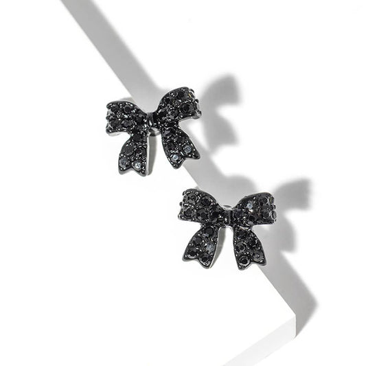 Rhinestone Bow Stud Earring Set