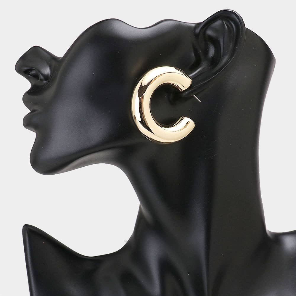 Thick Open Hoop Earrings - Gold