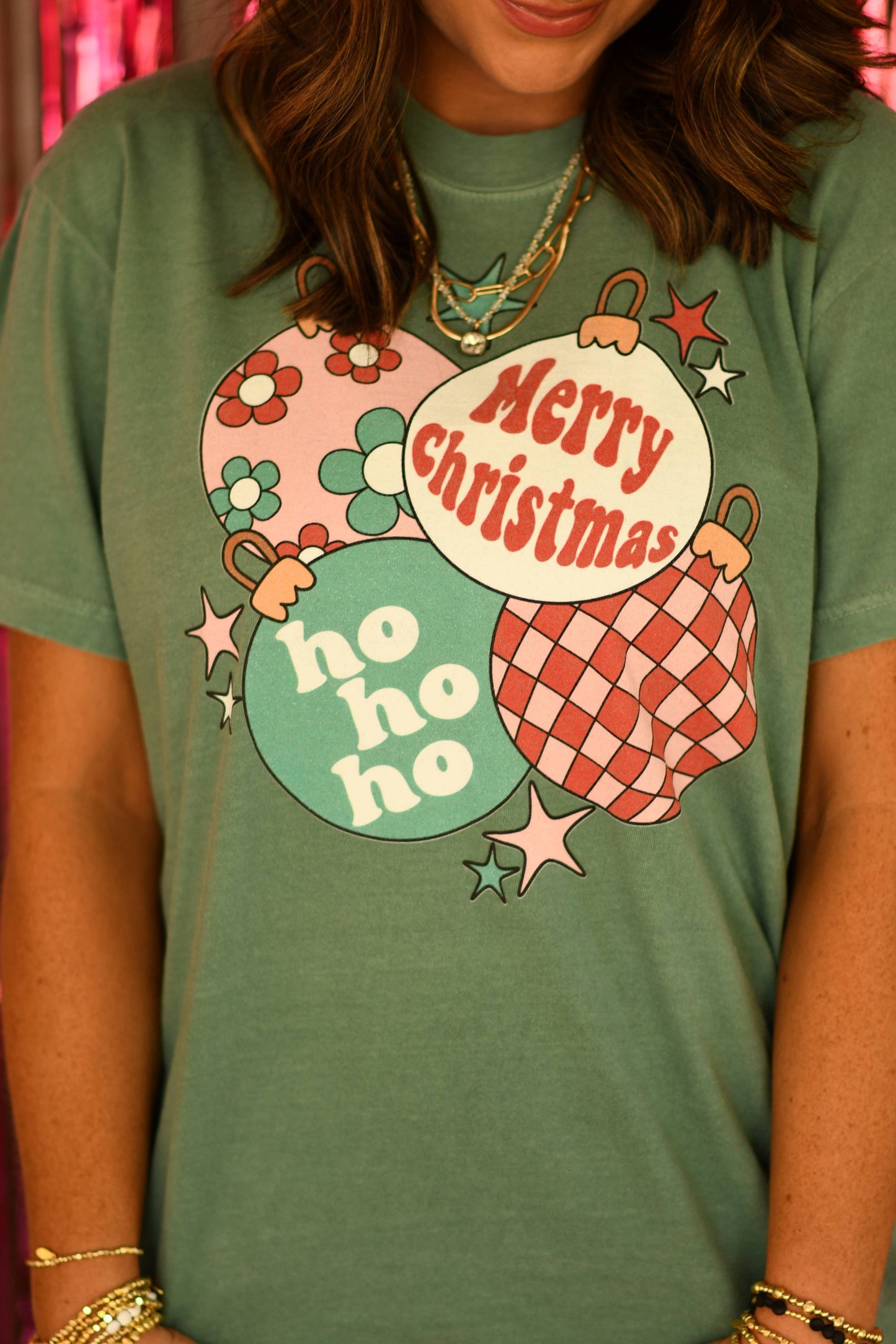 Merry Christmas Retro Ornaments Tee