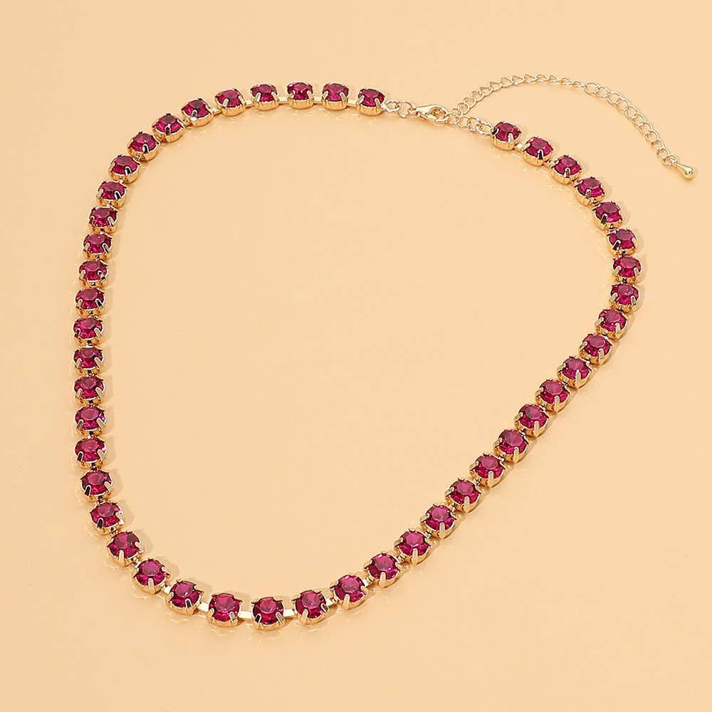 Round Stone Link Necklace