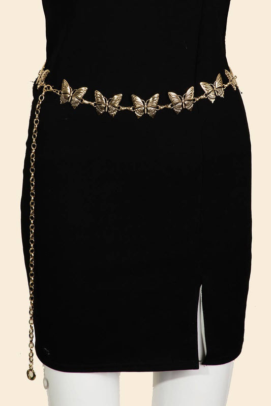 Metallic Butterfly Chain Belt