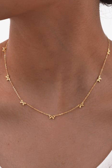 Dainty Bow Necklace - 18K Plated SS