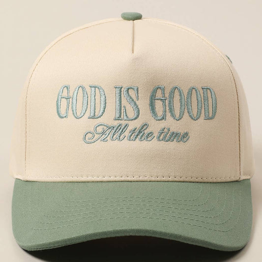 God Is Good All The Time Embroidery Trucker Hat