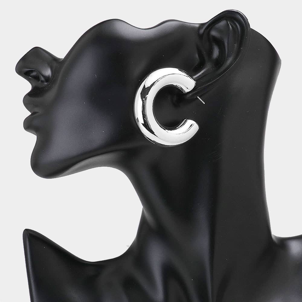 Thick Open Hoop Earrings - Gold