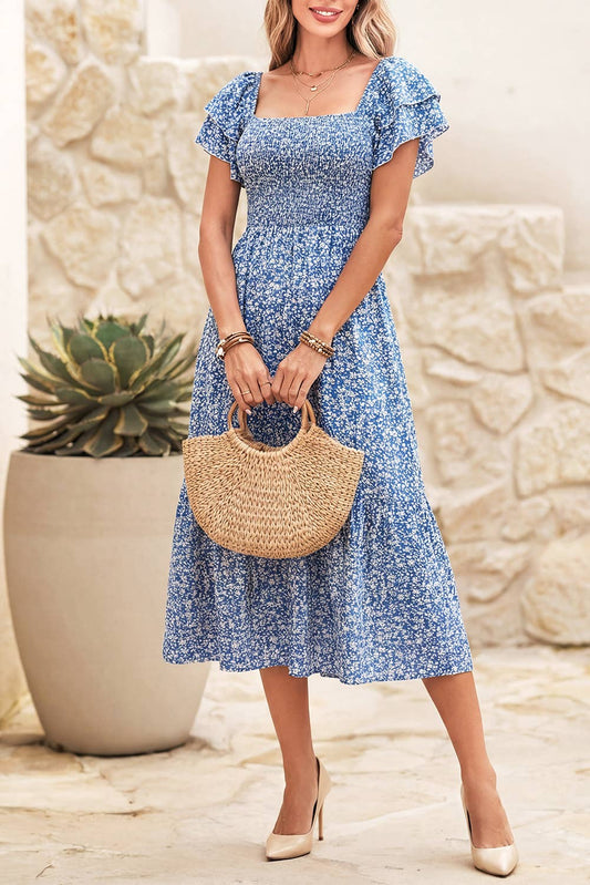 Floral Smocked Ruffle Dress