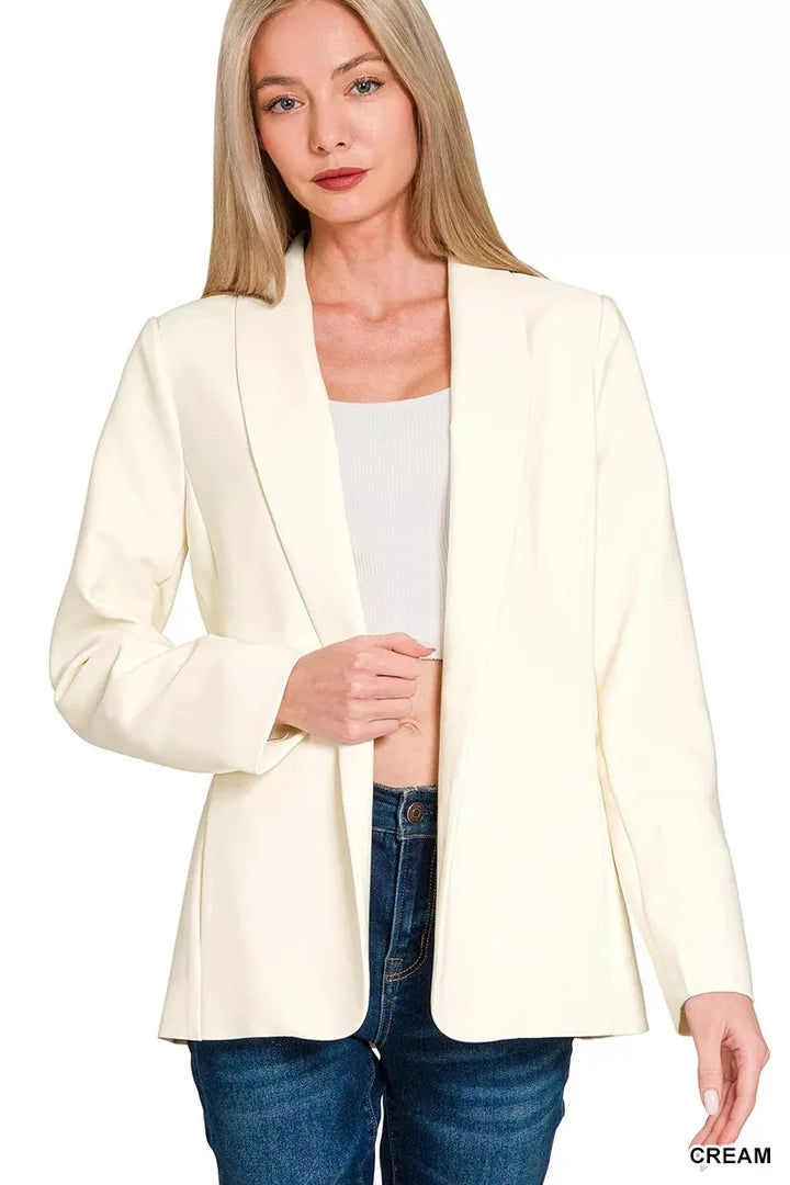 Woven Long Sleeve Blazer With Lining