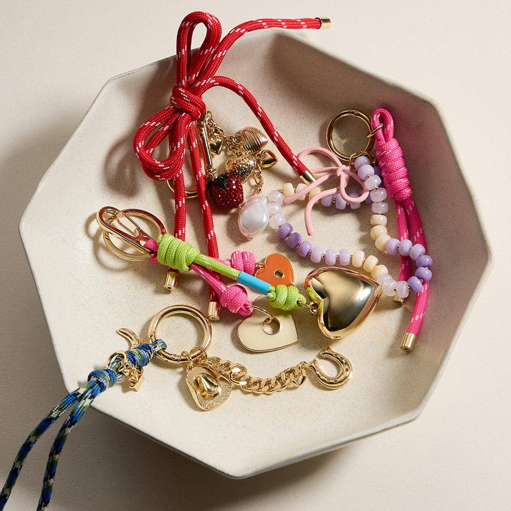 Bow Knot Heart Pearl Strawberry Charm Keychain / Bag Charm