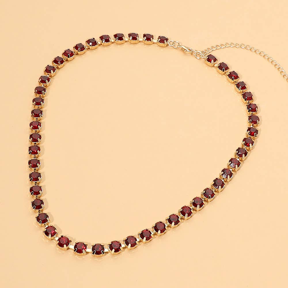 Round Stone Link Necklace