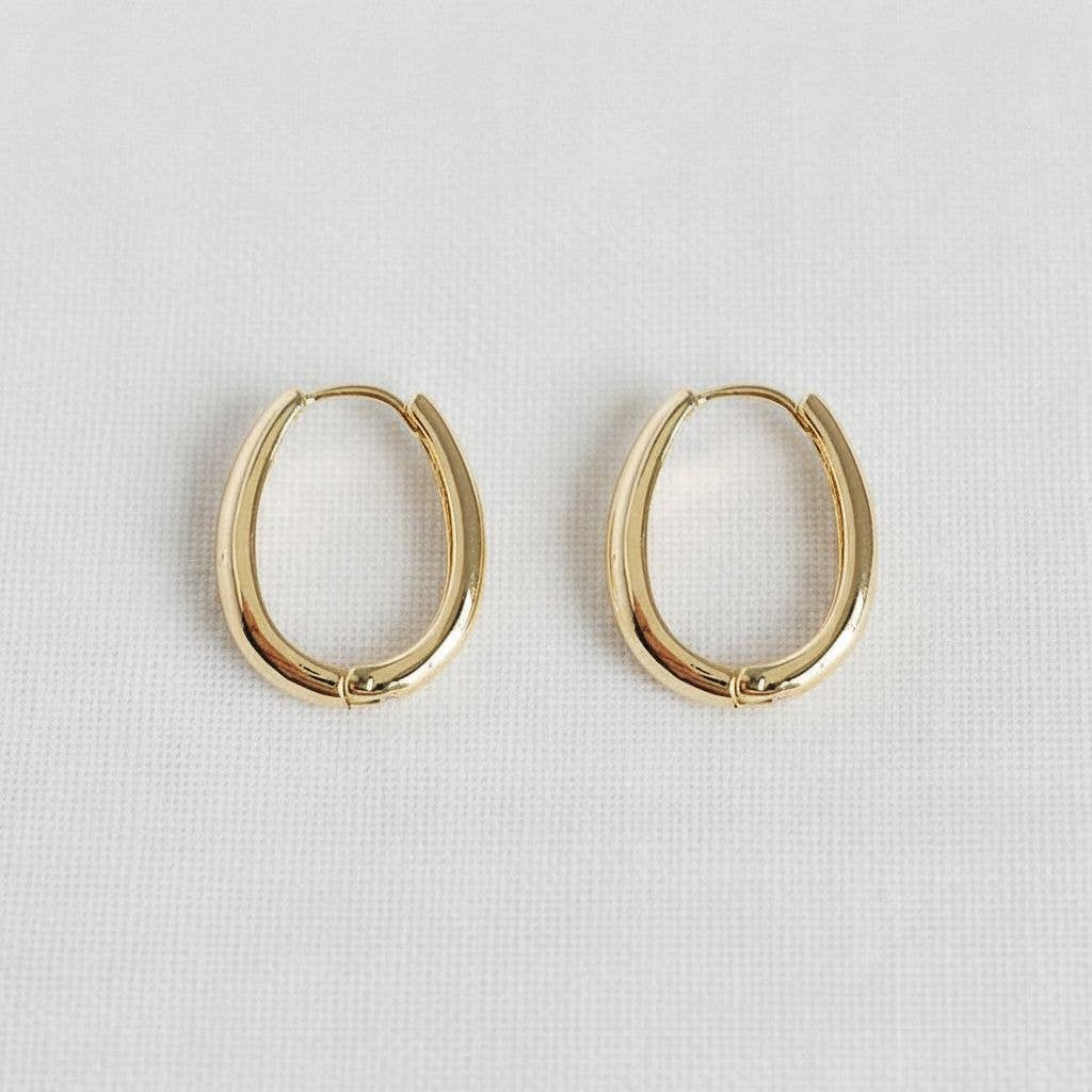 Minimalist Gold Plated Oval Hoop Earrings