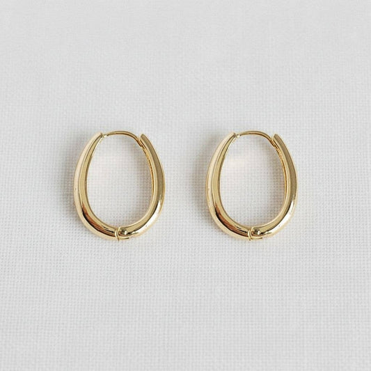 Minimalist Gold Plated Oval Hoop Earrings