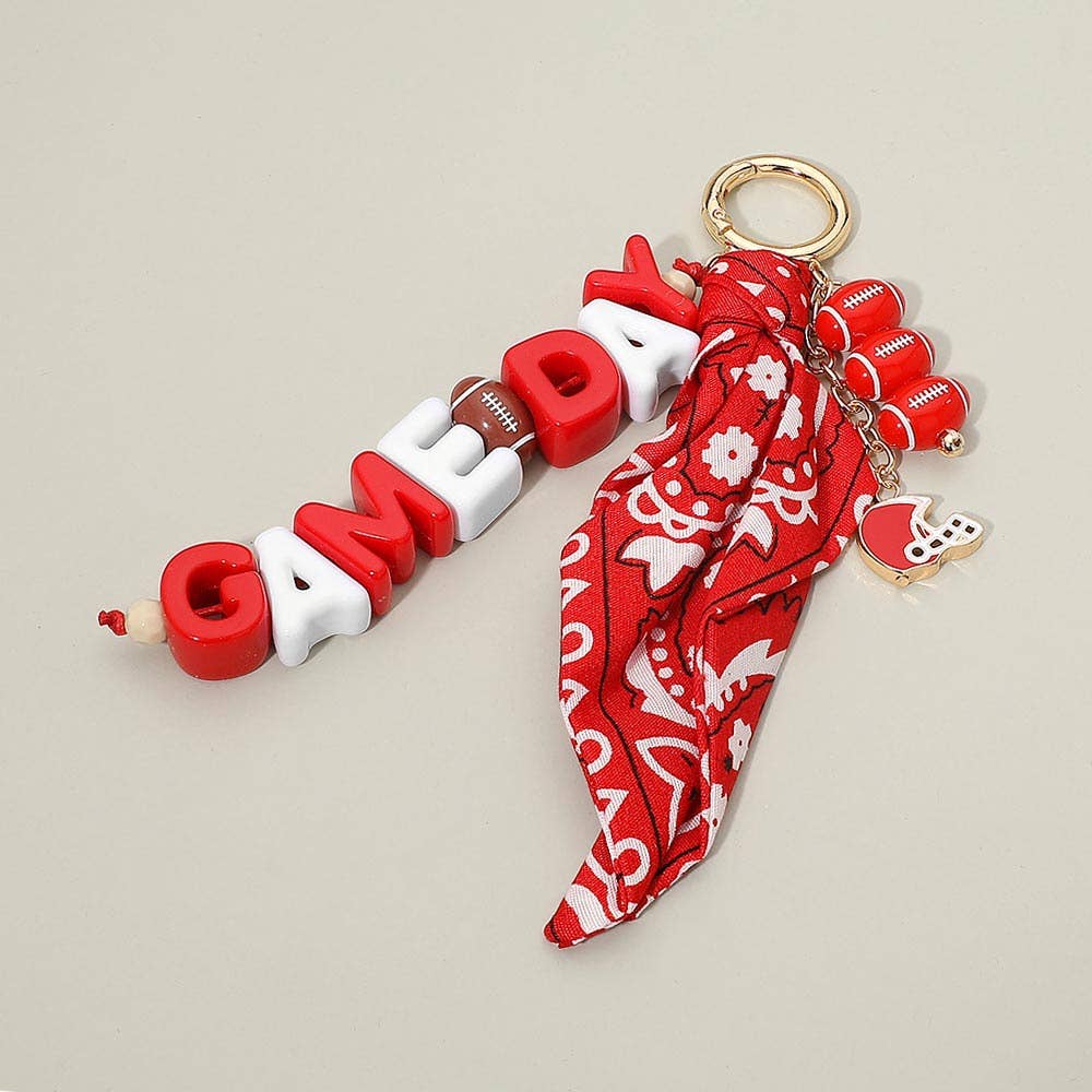 GAMEDAY Football Helmet Charm Bandana Fabric Scarf Keychain Bag Charm